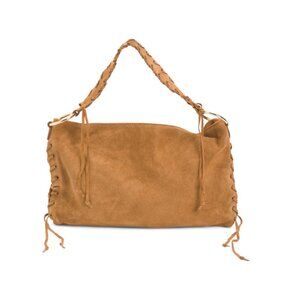CHEVAL Taupe Made In Italy Suede Shoulder Stitching Bag